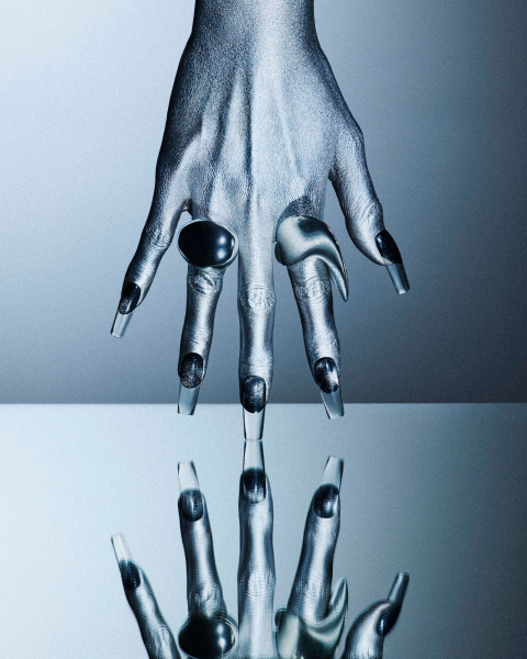 french manicure with nail art glass french tips